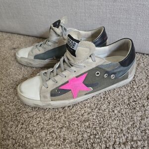 Golden Goose Beige and White Sneakers